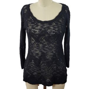 Pink Republic Knit Longsleeve Blouse Top Black Size Small